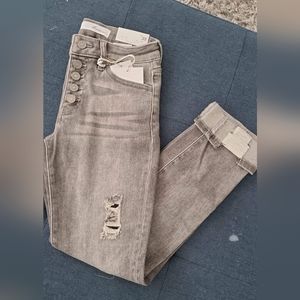 KanCan Grey Wash Straight Fit Distressed (no physical holes)